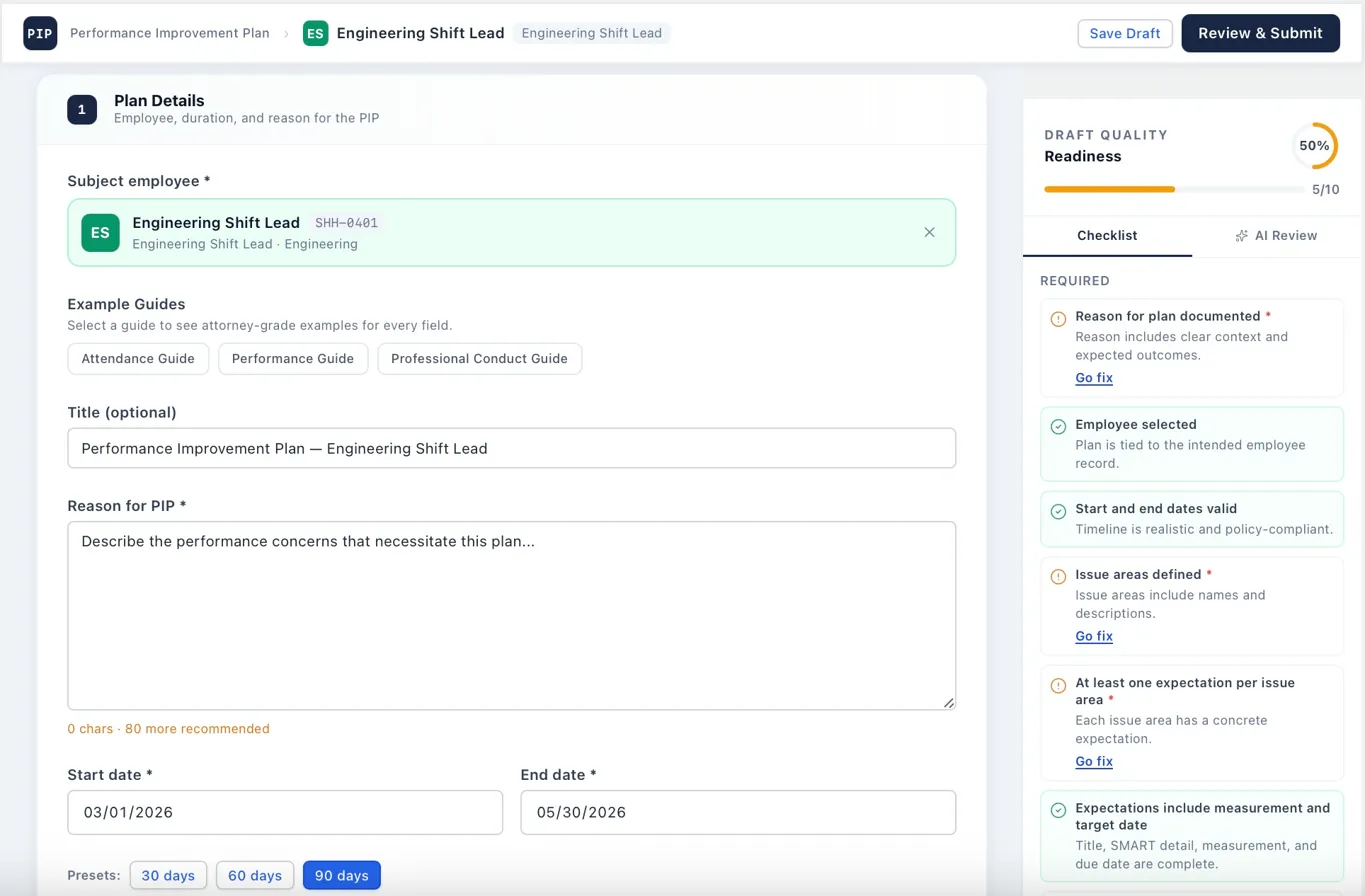 PIP Management — Verdan product screenshot